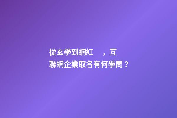 從玄學到網紅，互聯網企業取名有何學問？